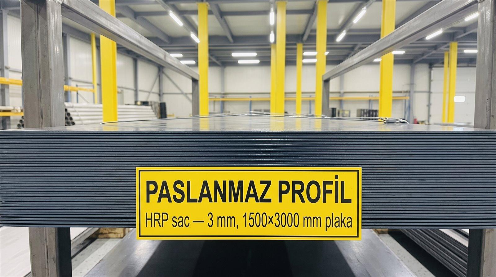 HRP sac 3 mm, 1500×3000 mm plaka, kapalı depoda palet üstünde