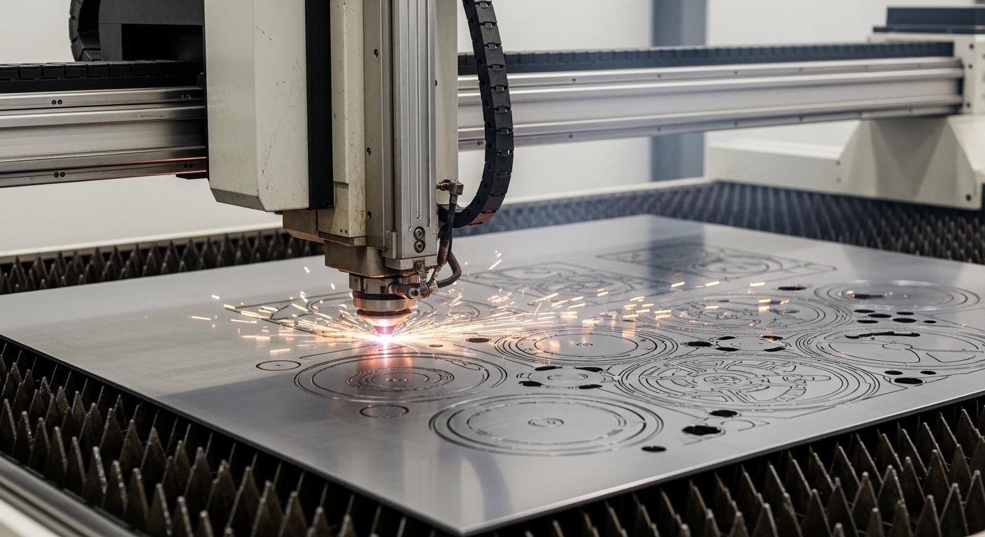 CNC lazer ile kesilen farklı ebatlarda sac levhalar