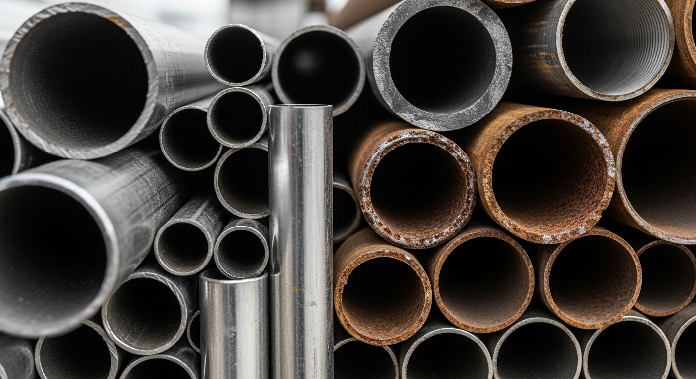 Palet üzerinde istiflenmiş galvaniz borular