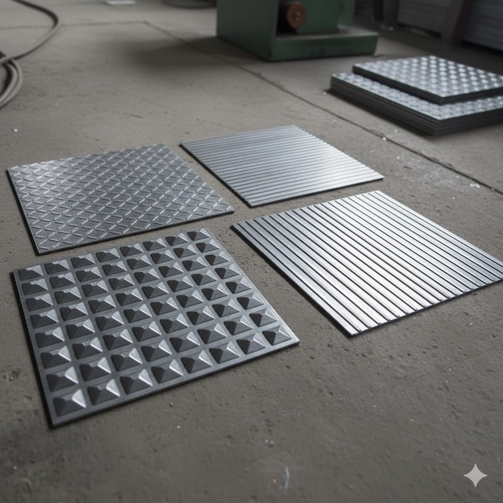 Piramit desenli kabartmalı baskılı sac detayı