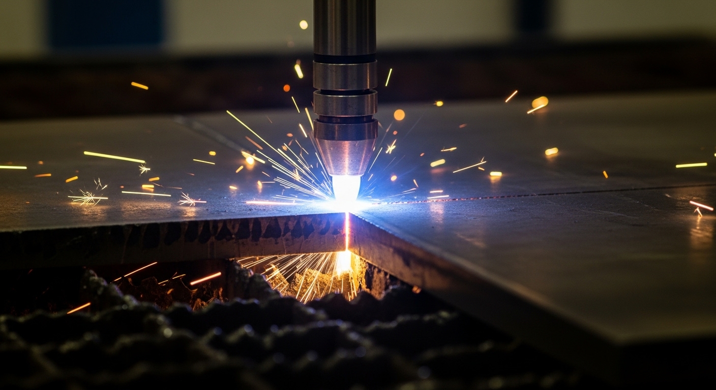 Plazma ile çelik kesim işlemi