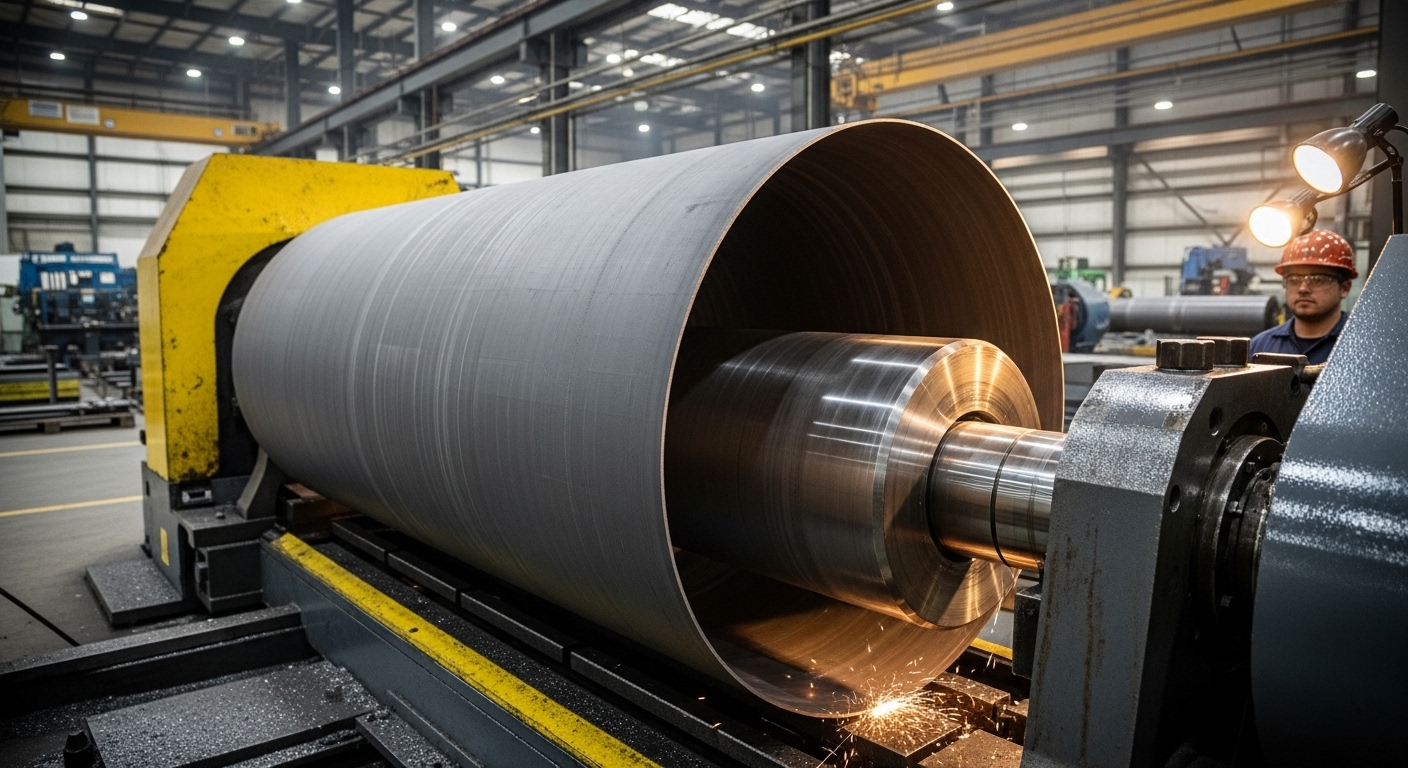 Silindir sac büküm makinesinde çalışan bir operatör